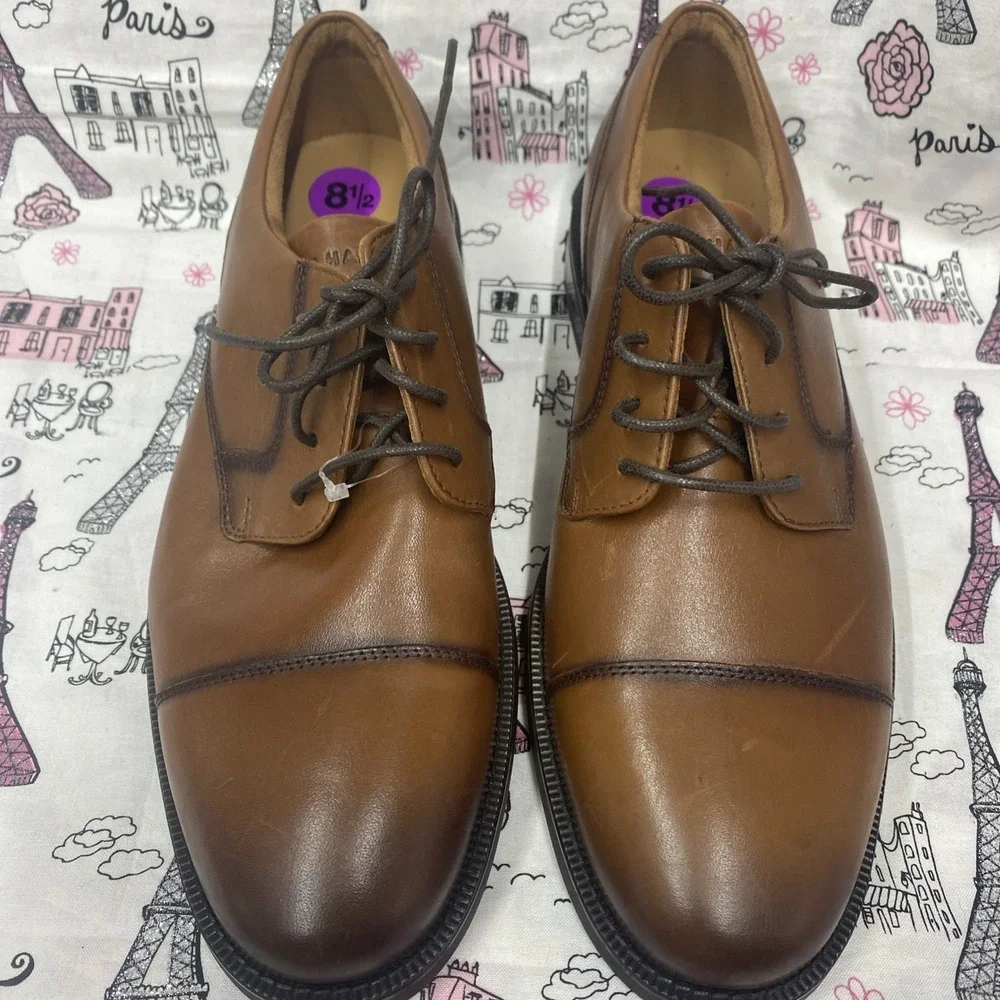 NEW Cole Haan Jay Grand Cap Ox Men's Oxford Dress Shoes British Tan Leather 8.5M
